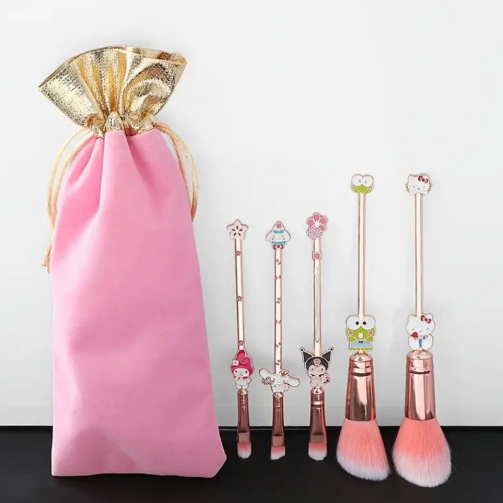 NWT! Sanrio Hello Kitty My Melody Cinnamoroll 5pc Make Up Brush Set NEW